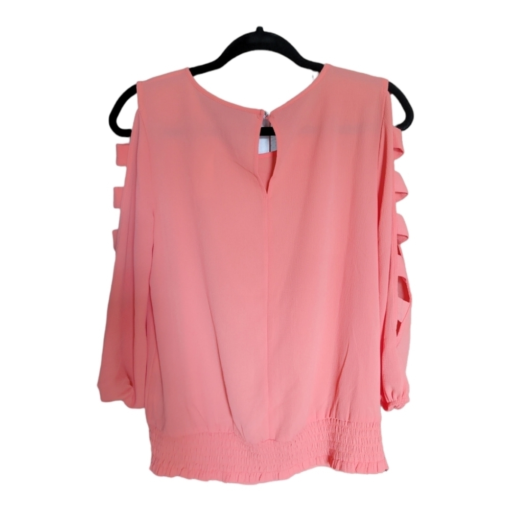 NY & Co Soft Papaya Ladder Sleeve‎ Blouse XS Boho Office Summer NWT - Picture 4 of 8